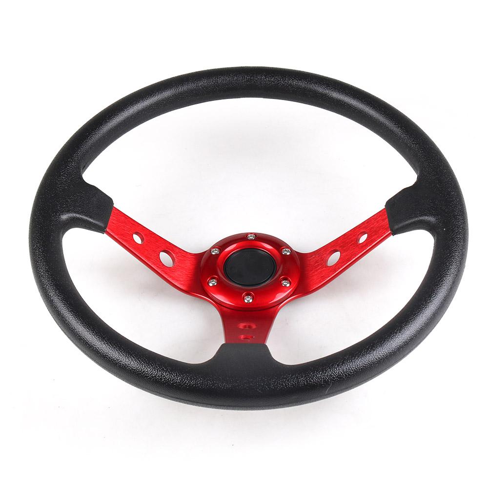 14  350mm Deep Dish Racing Steering Wheel PU Leather Aluminum Alloy Universal Drift Sport Steering Wheel красный