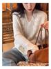 Elegant Plus-Size V-Neck Lace Crochet Long-Sleeve Top for Women