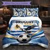 Uruguay Football Pattern 3 Pieces Bedding Set Soft Microfiber Duvet Cover with Pillow Cases for Bedroom