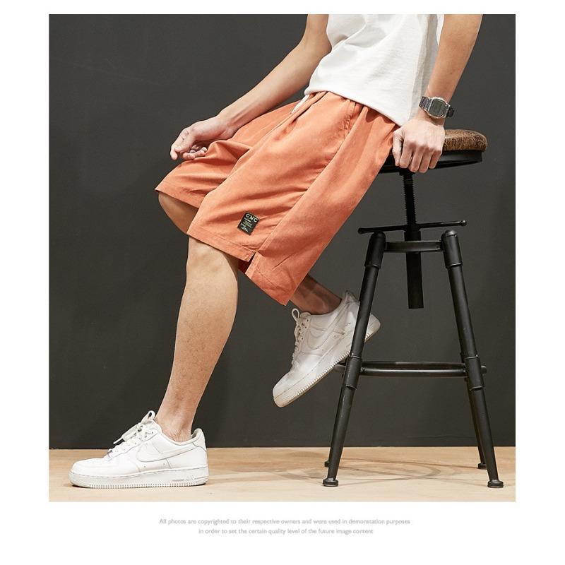 Men's Grey Green Pleated Casual Shorts, Summer Loose Fit Drawstring Shorts with Label Detail