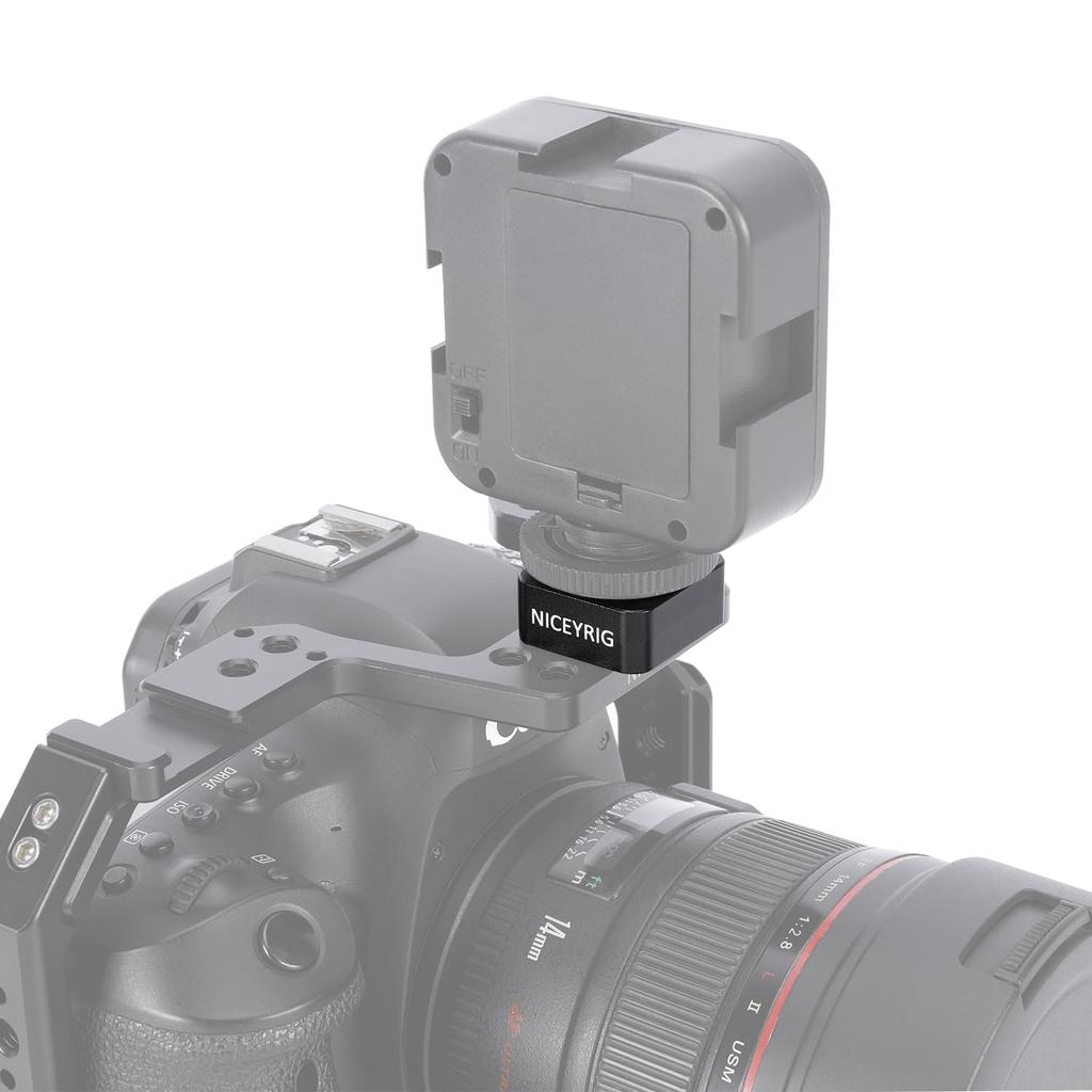 NICEYRIG Cold Shoe Mount of Detachable Locating Compatible with and Lightweight Camera Photography Accessory (Set 2), Pins, 1/4" 3/8" Cameras,