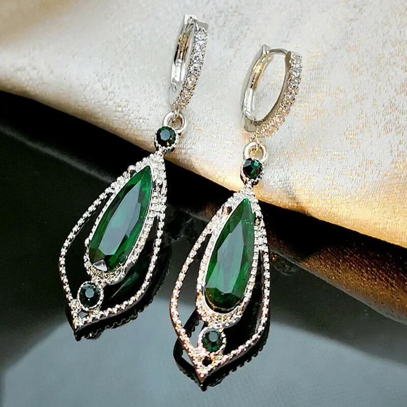Shiny Zircon Wedding Hanging Earrings with High Grade Temperament Geometric Cubic Zirconia  Quality Women's Luxury Jewelry