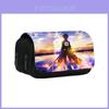 Attack On Titan Anime Pattern Double Layer Flip Cover Stationery Bag For Students And Office Use