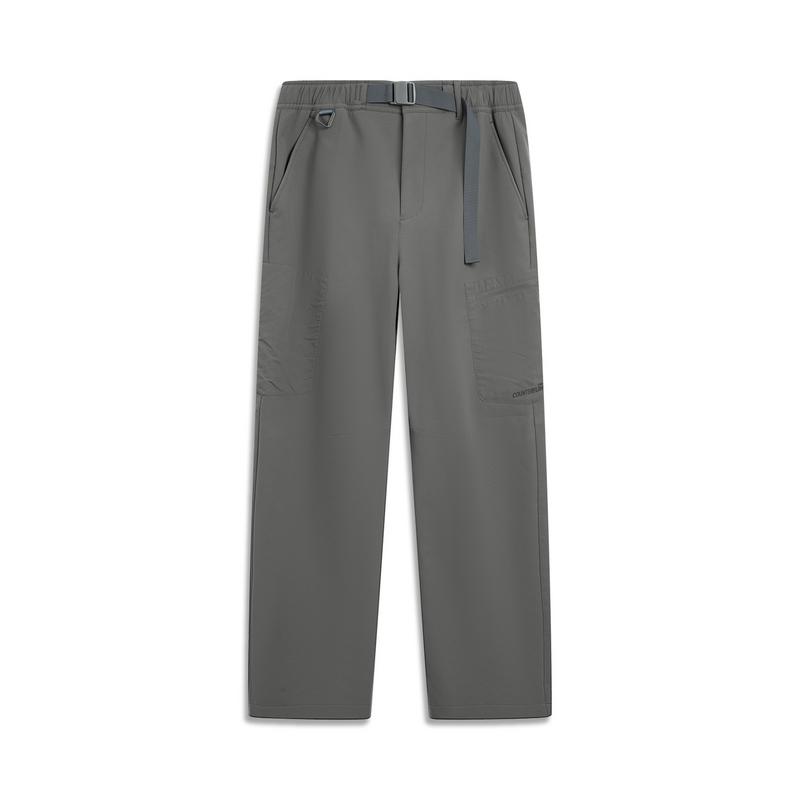 Li Ning Knitted Sweatpants Men s Coal Smoke Gray Moderate Straight Fit Pants AYKV585-3 3XL