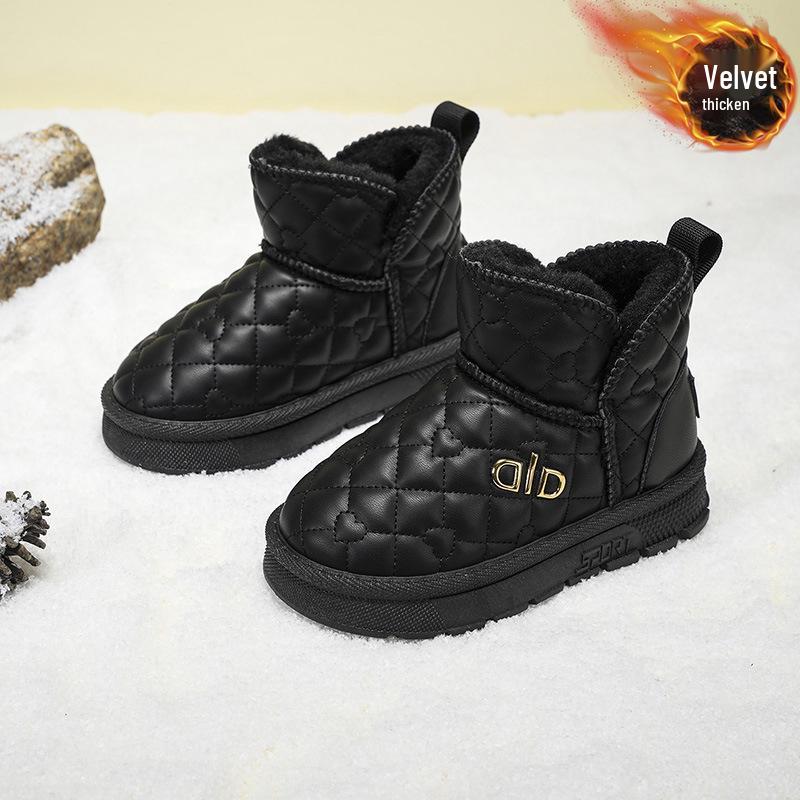 Girls  2025 Winter Snow Boots: Fleece-Lined, Thick, Warm, Waterproof, Non-Slip Cotton Boots 29 (Inner Length 18.5CM)