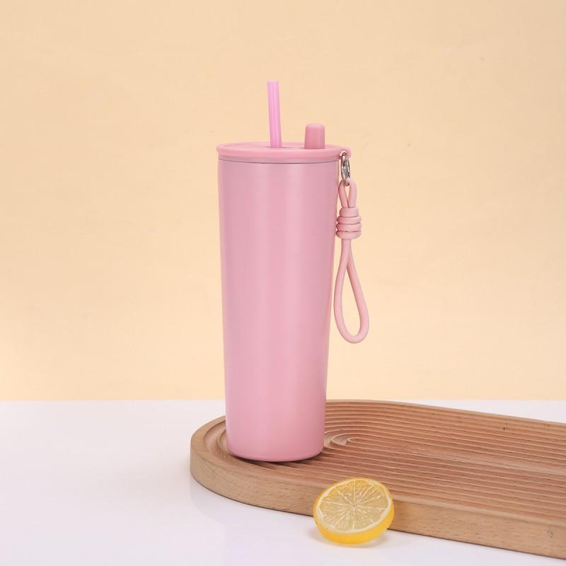 Stainless Steel Vacuum Insulated Travel Mug With Handle Straw 710ml Double Wall Car Cup Outdoor Office Commute