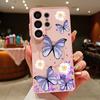 Coque à Motif Fleurs Papillons Pour Samsung Galaxy S26 Ultra S25 Edge S24 Plus S23 FE S22 A17 A54 A55 A56 A57 5G Magnétique Pour Magsafe Housse Mate