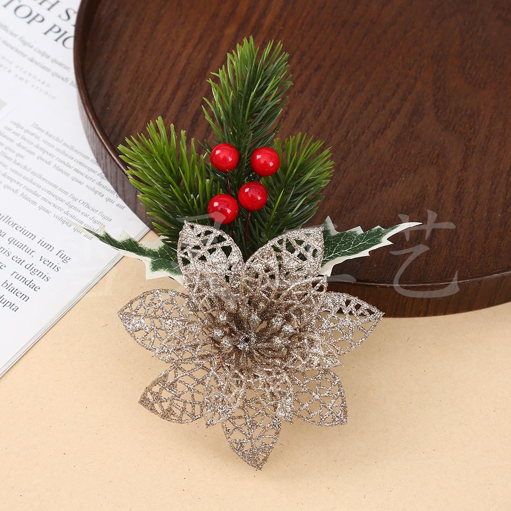 Christmas Flowers, Christmas Celebration Decorations, Scallion Powder with Hollow Flowers, Christmas Tree Decorations, Pendants, Ornaments, Handicraft