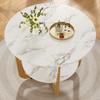 Round Dining Table (80×80×76cm), Coffee Table for 4 People, Small Plate in the Middle for Storage, Suitable for Dining Room, MDF Marble Tabletop