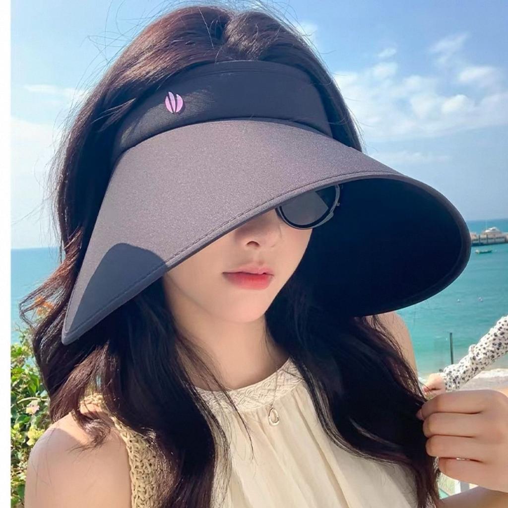 Wrap-around empty top sun protection hat women's summer new large brim outdoor UV protection sun hat