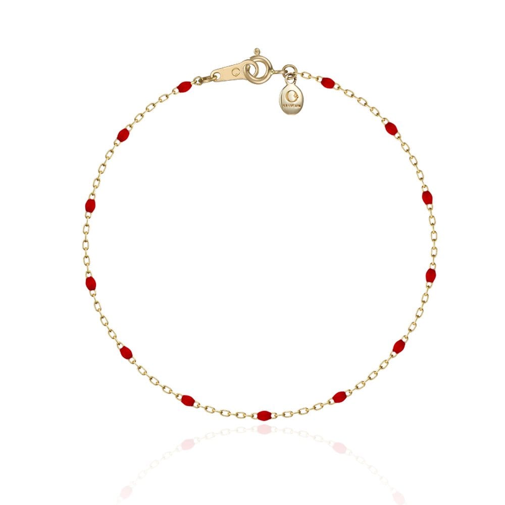 Staygem 14K Pom Pom Chain Bracelet_Red