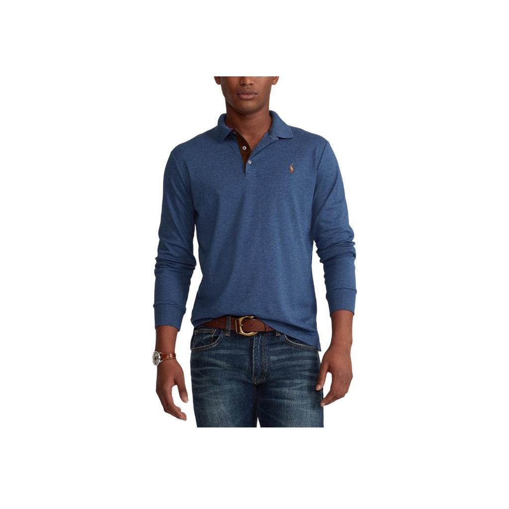 Polo Ralph Lauren PE24 Polo a Maniche Lunghe con Logo Pony Ricamato Uomo top Blu Navy MNPOKNI16820812-400