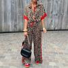 European & American Women's Fashion Leopard Print Luxury Two-Piece Set