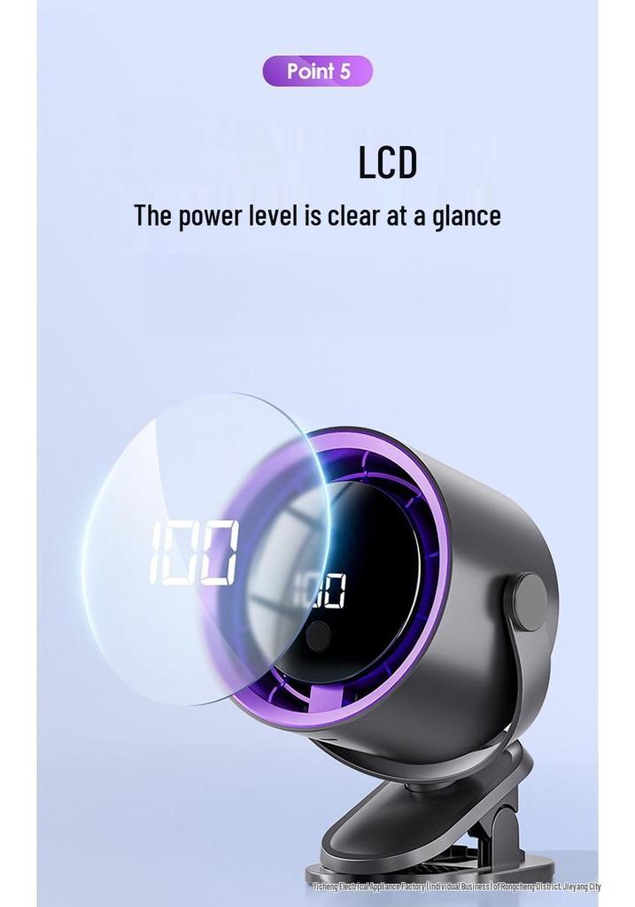 Rechargeable Mini USB Clip-on Desktop Fan with Digital Display for Home, Office, and Dorm.