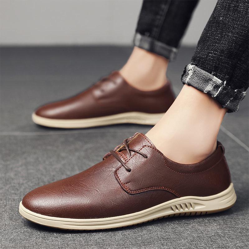 Men s Summer British Style Casual Leather Shoes, Fashionable and Trendy Soft Men s Footwear 40