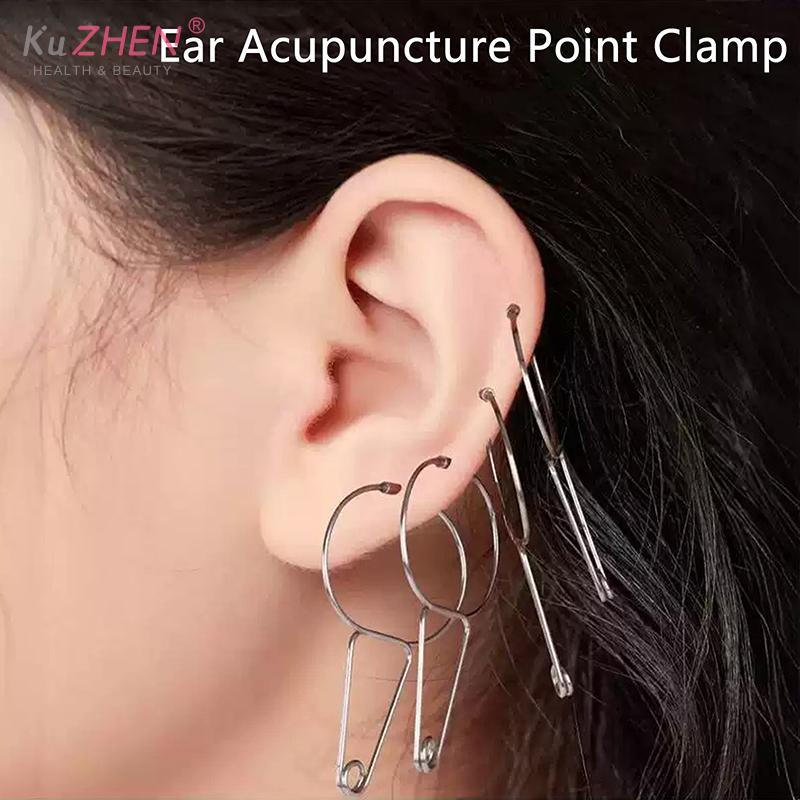 1*Magnetic Ear Acupuncture Point Clamp Stainless Steel Massage Clip Portable Ear Massager Clip With Ear Acupuncture Points Chart