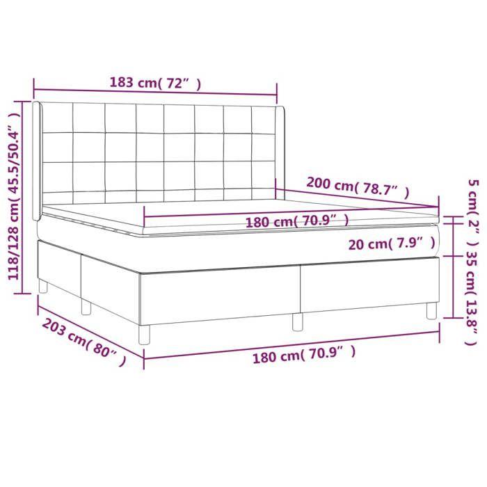 VidaXL Sommier à Lattes de Lit avec Matelas et LED, Lit Rembourré, Lit Double, Lit Adulte de Chambre à Coucher Intérieur, 3139581