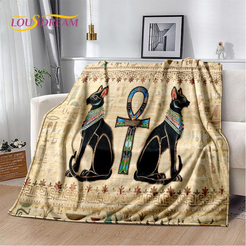 3D Ideographic Sign Symbols Ancient Egyptian Mythological Blanket,Soft Throw Blanket for Home Bedroom Bed Sofa Cover Blanket Kid