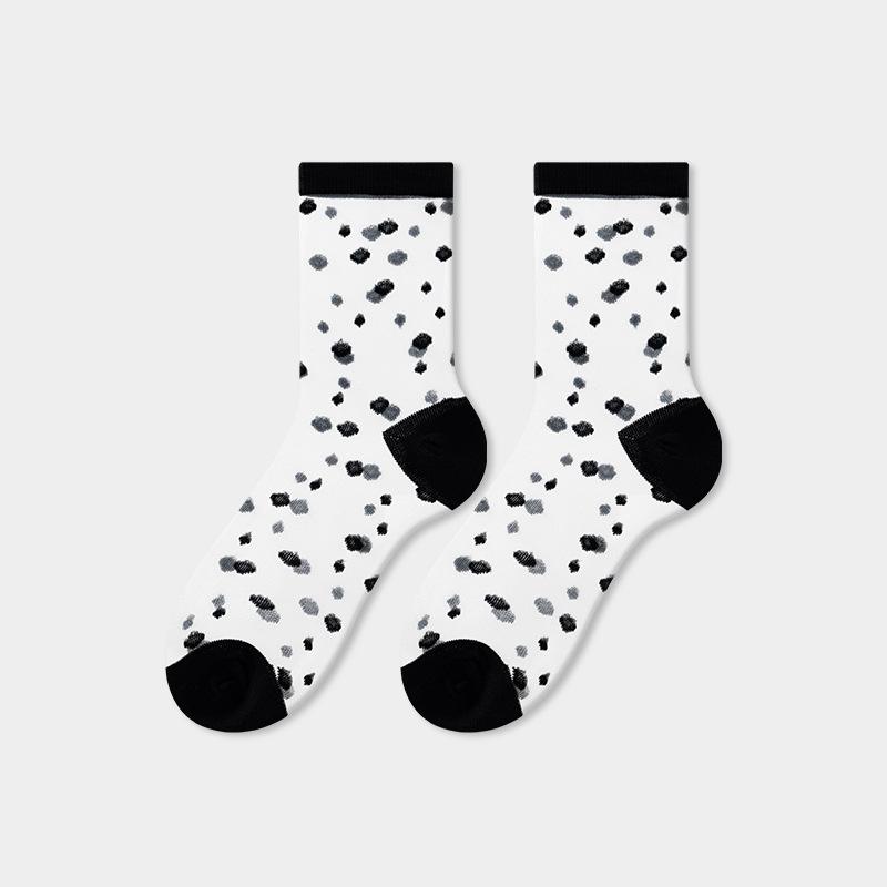 Summer Women Socks Ultra-thin Transparent Crystal Silk Socks Women Cartoon Print Japanese Kawaii Cute Funny Elastic Long Socks