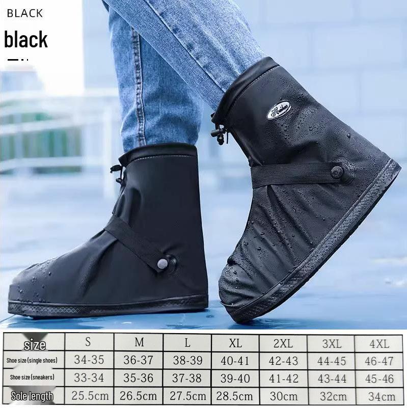 Rainproof Non-Slip Mid-Calf Overshoes with Wear-Resistant Tire Sole and Seamless Edging for Students
