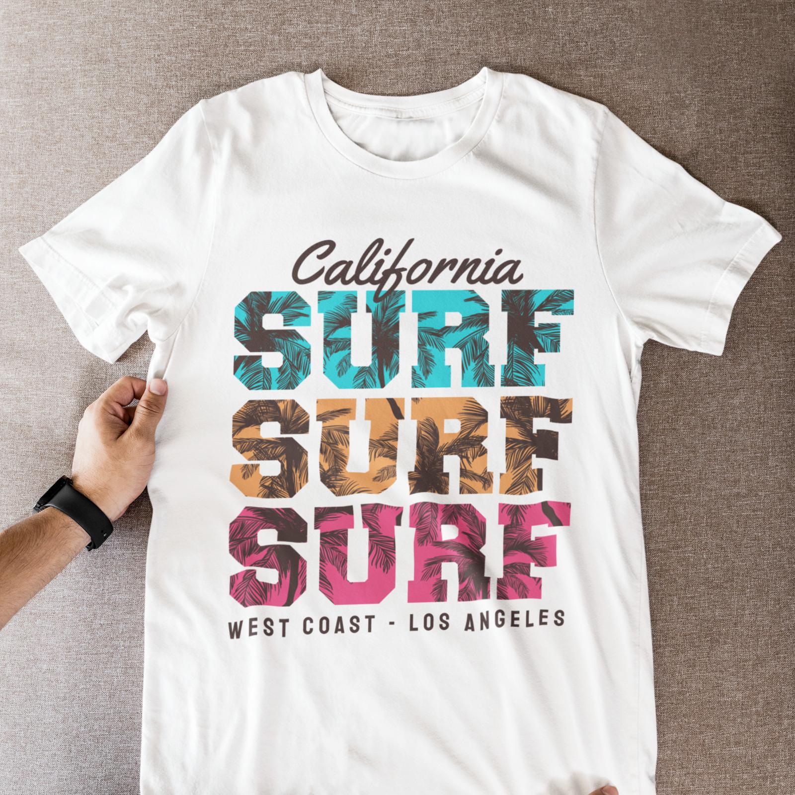 California Surf T-Shirt Retro Palm Trees Vintage Los Angeles West Coast Tee Unisex T-Shirt M