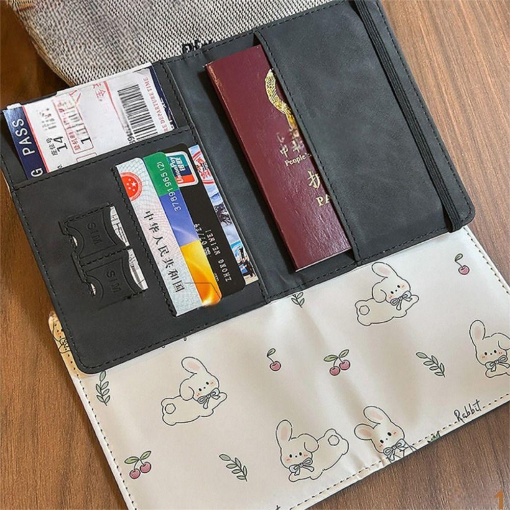 New Rabbit Print Passport Holder Ultra-thin Cartoon Passport Bag Multi-function Portable Credit Card Wallet Travel Accessories