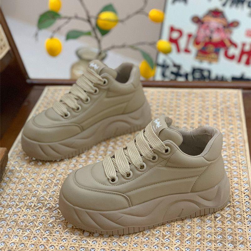 

Уродливые милые туфли-хлебушки женские весенние новые ретро туфли на высокой платформе с большой головой 40 хаки