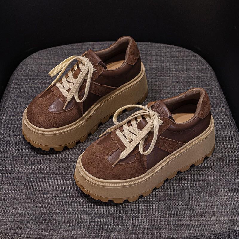 Buty Dexun gruba podeszwa wewnętrzne podwyższenie wysokości damskie nowe matowa skóra retro casual moda sportowe buty deskorolkowe buty dla studentek