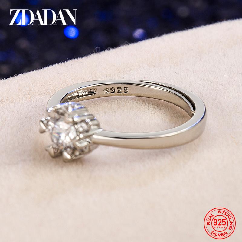 925 Sterling Silver Snowflake Zircon Adjustable Rings for Women Fashion Jewelry