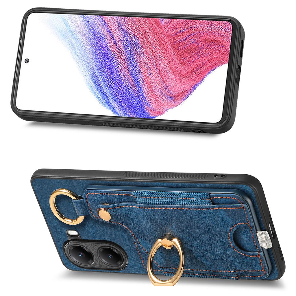 For Xiaomi Poco X7 Pro 5G/Xiaomi Redmi Turbo 4 5G Retro Leather Phone Back Cover with Card Slots and Ring Holder
