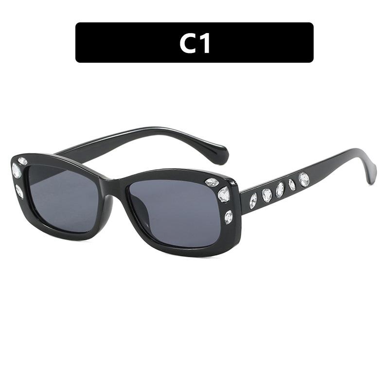 Fashion Sun Glasses Anti-UV Spectacles Small Frame Eyeglasses Rectangle Sunglasses Unisex Retro Women Diamond Studded Sunglasses