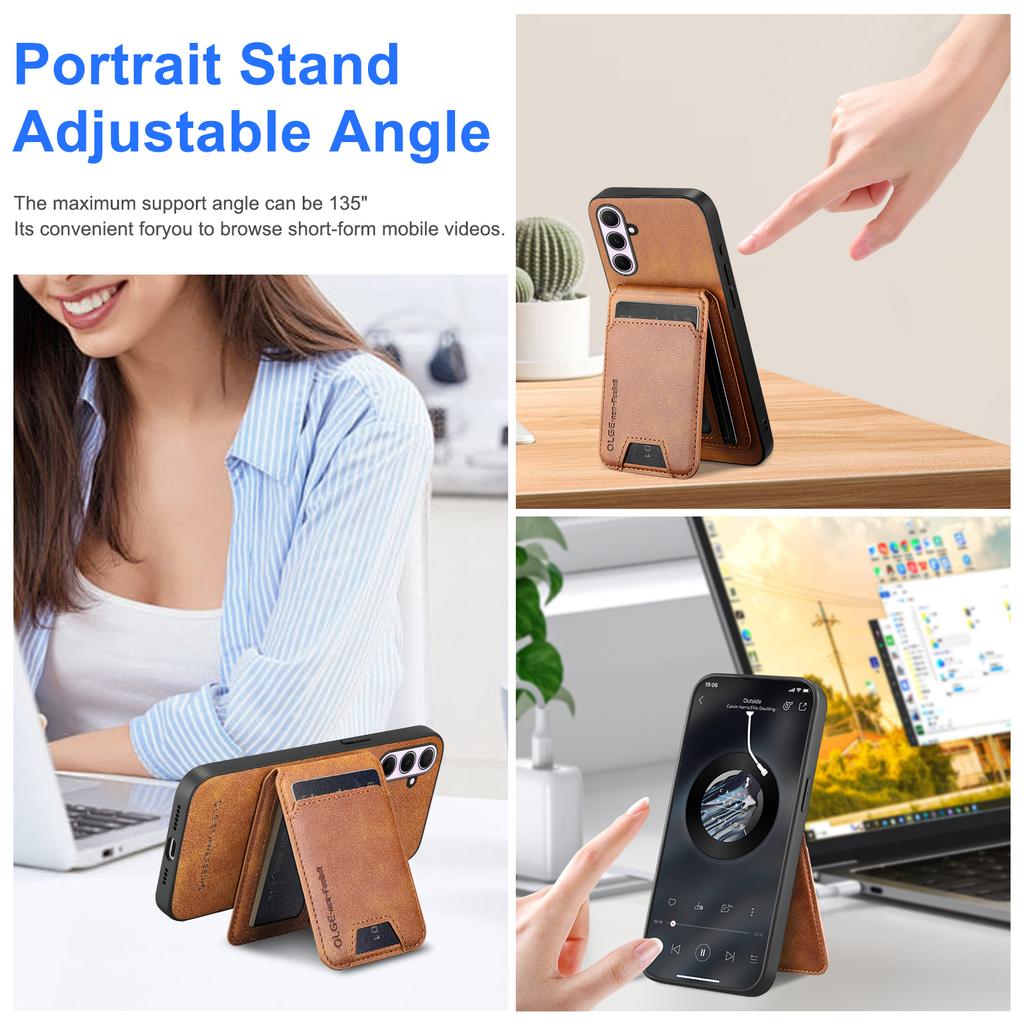 Wallet Card Holder Case for Samsung Galaxy A17 A07 A56 A26 A36 A16 A55 A35 A25 A54 Magnet Cover Leather Mag-safe Stand Shell