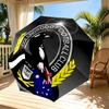Collingwood Magpies Print Automatic Open Close Umbrella, Portable Foldable Umbrella, for Outdoor Commute Camping Trip, Ideal Birthday Gift