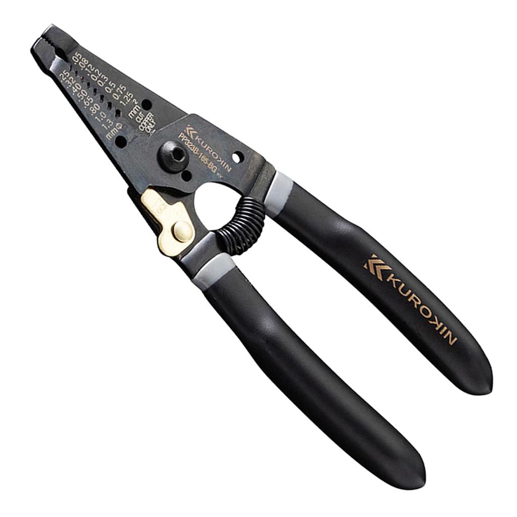 Fujiya Wire Stripper Type B, 165mm, Black Gold with Spring, PP323B-165-BG, Black