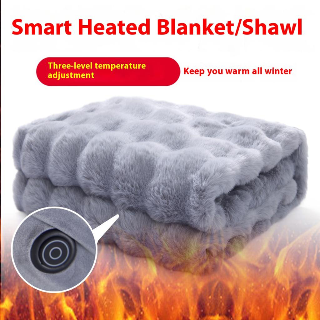 USB Electric Heated Blanket 3 Heating Levels Wearable Electric Blanket Shawl Wraps Double-Sided Thermal Blanket for Home Camping