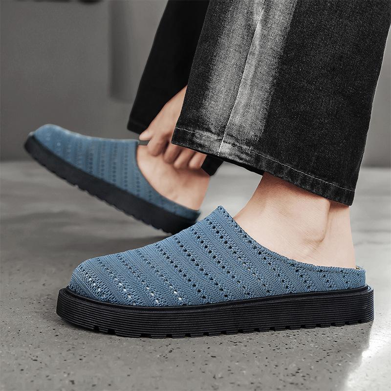 Summer New Soft-soled Casual and Comfortable Half-tray Shoes Mesh Fly-woven Hollow Lazy