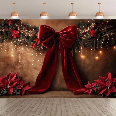 Christmas Red Velvet Bow Flower Shooting Background Shining Christmas Children Family Gathering Decoration Shooting Background