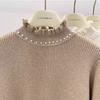 Thickened Velvet Sweater Women's Wooden Ear Nail Bead Knitted Sweater Solid Color Warm One Fleece Inner Hoodie