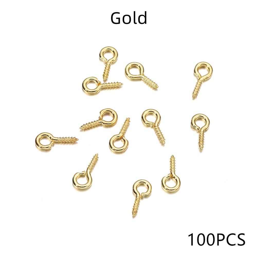 100-200 Stück Kleine Winzige Mini-Ösenhaken Ösen Schraubgewinde Goldene Verschlüsse Haken Schmuckzubehör Zum Basteln DIY