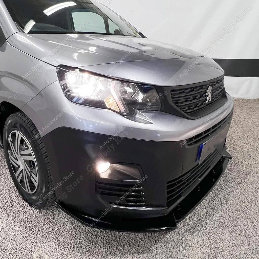 Maxton Style ABS Car Front Bumper Lip Spoiler Splitter Diffuser For Peugeot Partner III Van 2018-2023 Pre-Facelift Bodykits