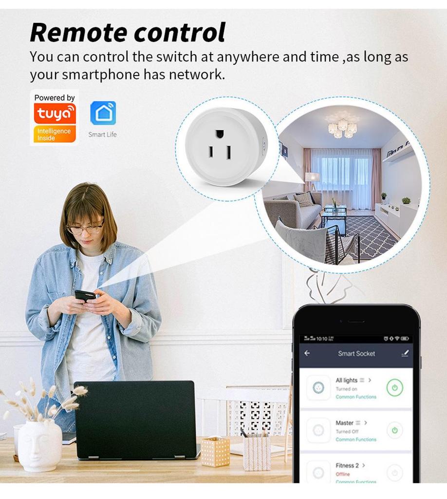 Tuya Smart WiFi European Plug 16A/20A with Power Metering, Alexa and Remote Control Compatibility