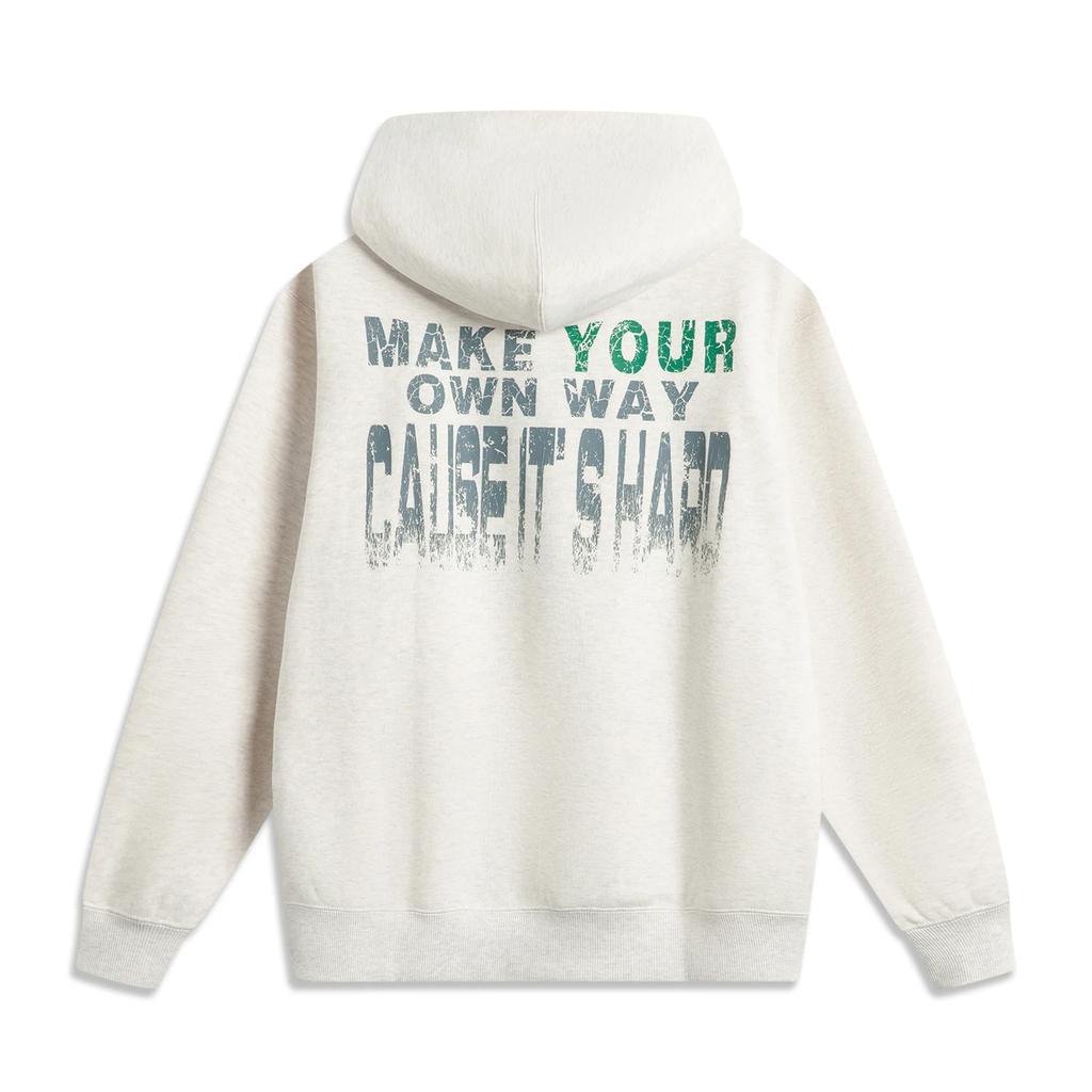 Li Ning Wade Series Letter Hooded Comfortable Breathable Versatile Fleece Warm Sweatshirt Men Sweatshirt Flower-Gray Tile-Gray AWDV039-6