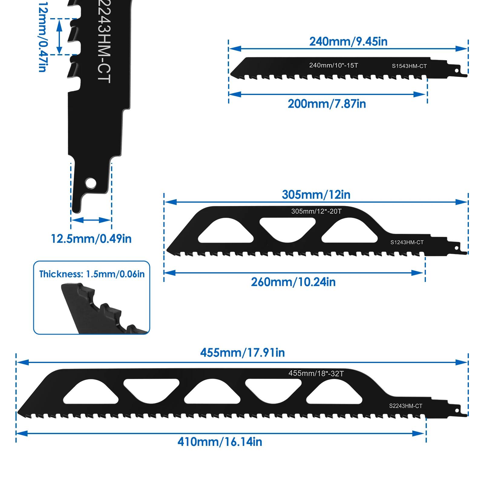 

1/3Pcs Reciprocating Saw Blade Alloy Steel 2 TPI Teeth Tipped Cutting Recip Saw Blade for Brick Wood Metal PVC Tube Concrete 1pc 455mm