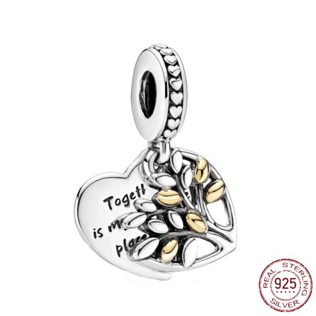 925 Sterling Silver   Autumn New Charm Flower Pink Series Charm Beads Fit Original Bracelets Women Jewelry