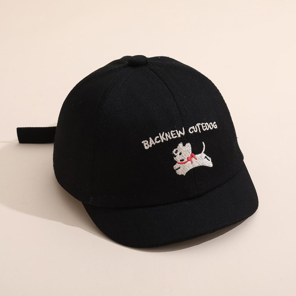 Adjustable Baseball Cap Embroidered Dog Pattern Cotton Fabric Casual Outdoor Hat Unisex Headwear for Everyday Use