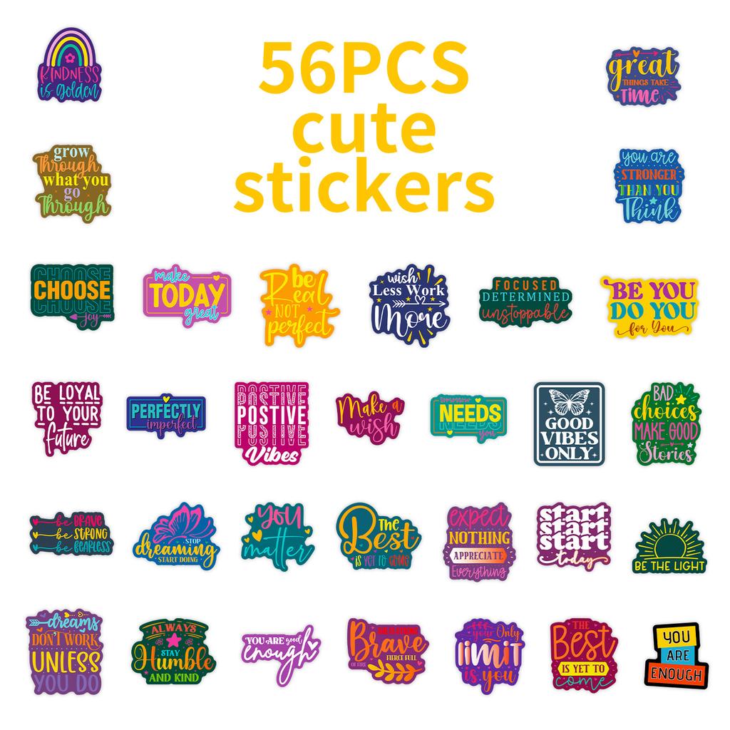 50 Inspirational Text Graffiti Stickers Colored English Hand Account Materials Stationery Decorative Stickers