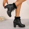 Women's Medium Heeled Thick Heeled Women's Boots Leather Boots Ankle Boots Dark Boots for Women Heel