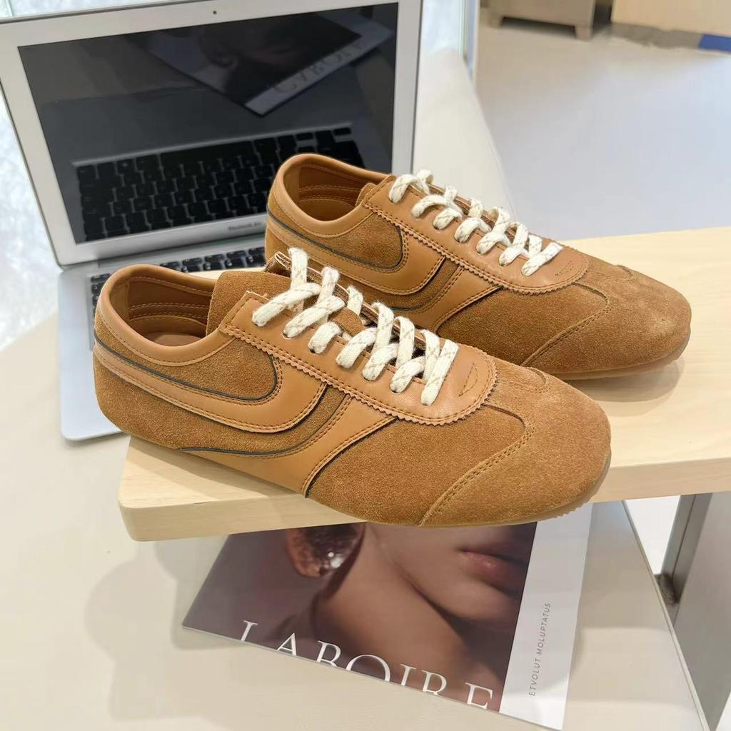 Fashion Women's Sneakers 2024 New Genuine Leather Ladies Moral Training Shoes Casual Spring Flat Shoes Women