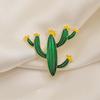 Retro Enamel Cactus Brooch – Green Plant Pin for Suit Jackets, Drip Oil Flower Brooch