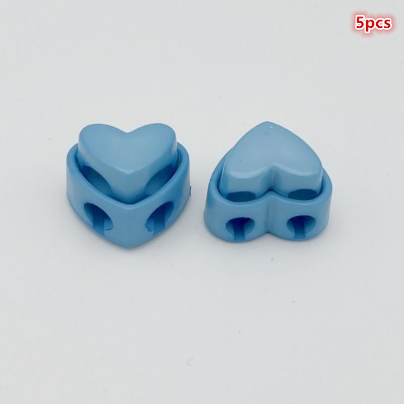 5Pcs Colorful Garment Stoppers Heart-Shaped Plastic Cord Locks Double Hole Spring Toggle Anti-Slip Stoppers Garment Accessories